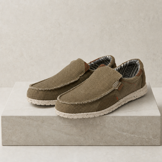 Men's Textured Canvas Slip-On Loafers