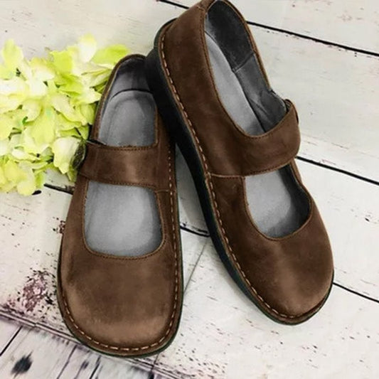 Mary Jane Suede Shoes With Adjustable Strap