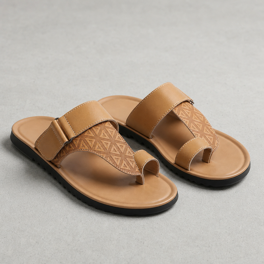 Men's Textured Toe-Loop Sandals With Back Strap