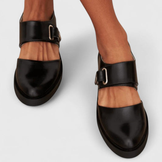 Retro Slip-On Shoes With Metal Buckle Accent