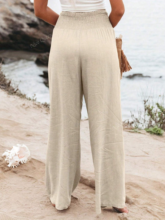 Relaxed Wide Leg Pull On Trousers