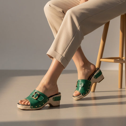 Women's Buckle Strap Orthopedic Wedge Slide Sandals