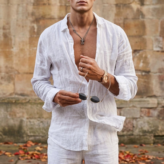 Long Sleeve Button Front Shirt With Classic Collar