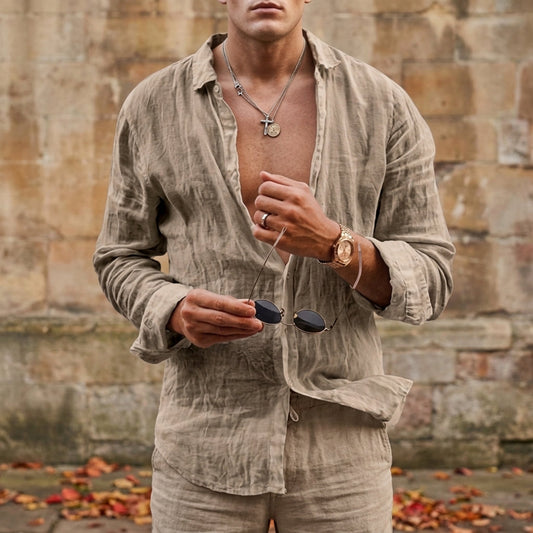 Long Sleeve Button Front Shirt With Classic Collar
