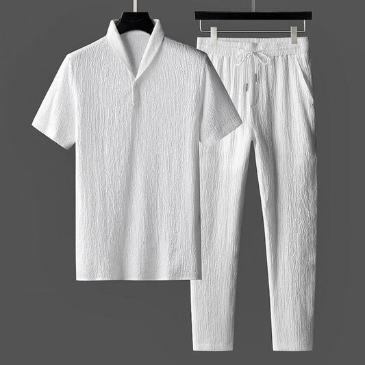 Relaxed Fit Breathable Linen Two Piece Set