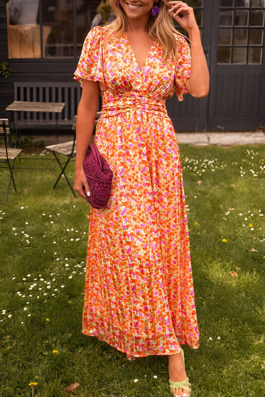 Feminine V-Neck Maxi Dress