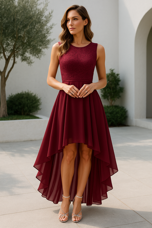 High-Low Sleeveless Wedding Guest Dress