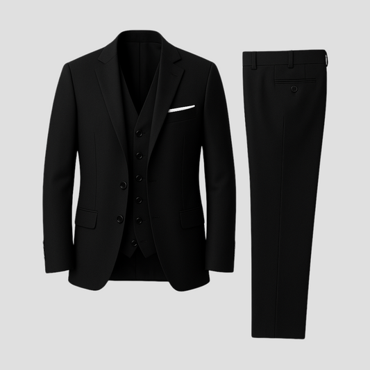 Men's Three-Piece Slim Fit Formal Suit Set Blazer Waistcoat