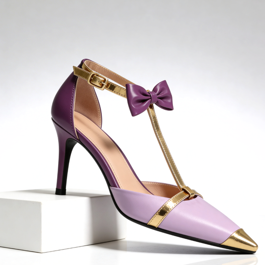 Women's Satin Stiletto Heels with Statement Bow