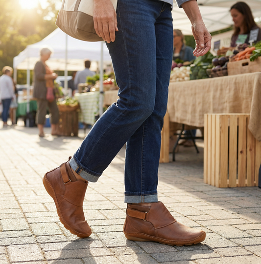 Adjustable Hook and Loop Wide Fit Ankle Boots