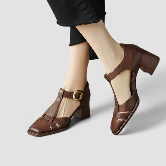Cushioned T-Strap Orthopedic Block Heels
