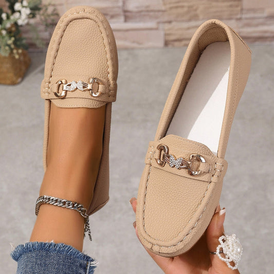 Round Toe Gold Hardware Loafers