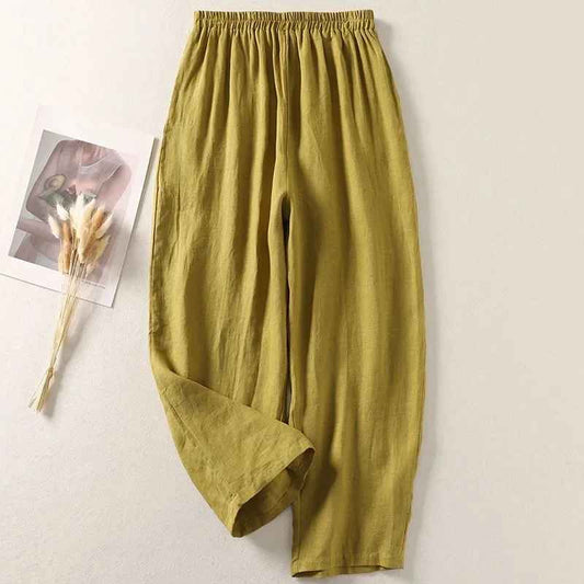 Soft Linen Pants with Ribbon Tie Waist