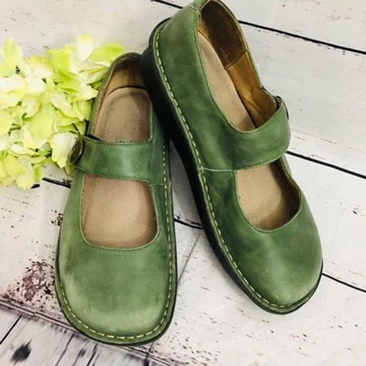 Mary Jane Suede Shoes With Adjustable Strap