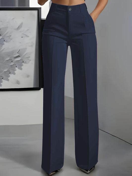 Women's High Waist Straight Leg Pants Elastic Band
