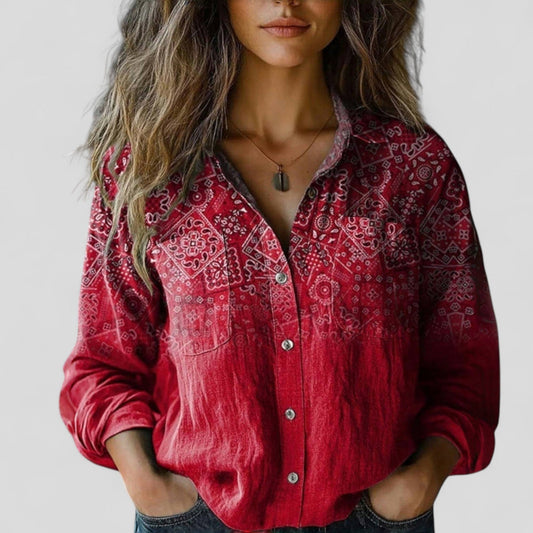 Patchwork Floral Button Front Shirt