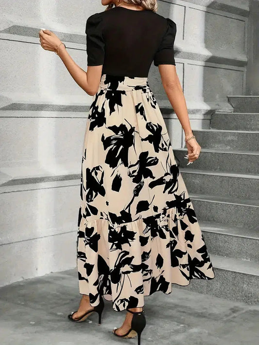 Botanical Print Tie Front Maxi Dress