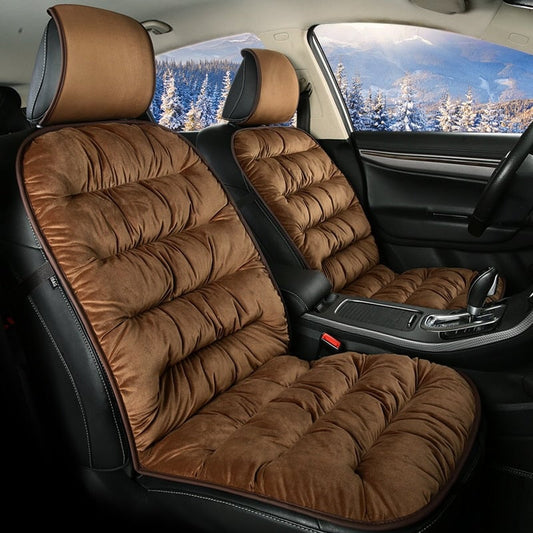 Quilted Plush Front Car Seat Cushion Cover