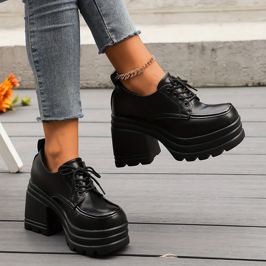 Cushioned Chunky Lace-Up Platform Oxfords