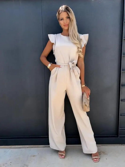 Butterfly Sleeve Belted Jumpsuit