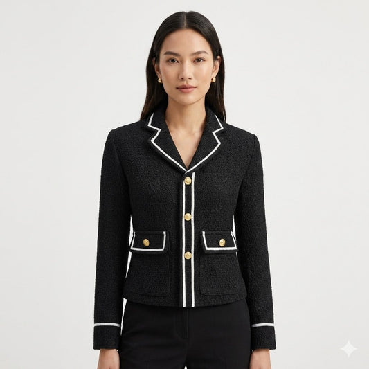 Contrast Trim Cropped Blazer