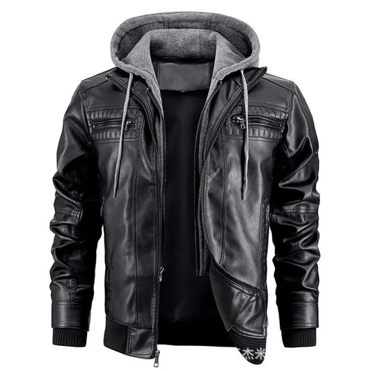 Hooded Premium Leather Winter Coat