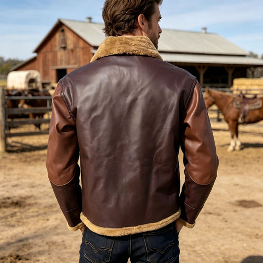 Men's Vintage Aviator Jacket with Fur Collar