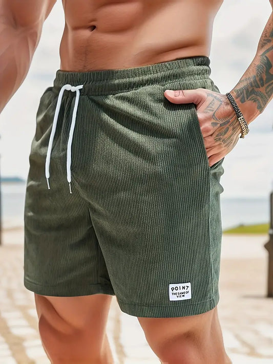 Relaxed Fit Corduroy Drawstring Shorts