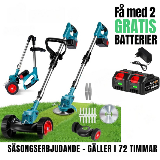 Cordless 36V Wheeled Grass Trimmer With 3 Blade Types