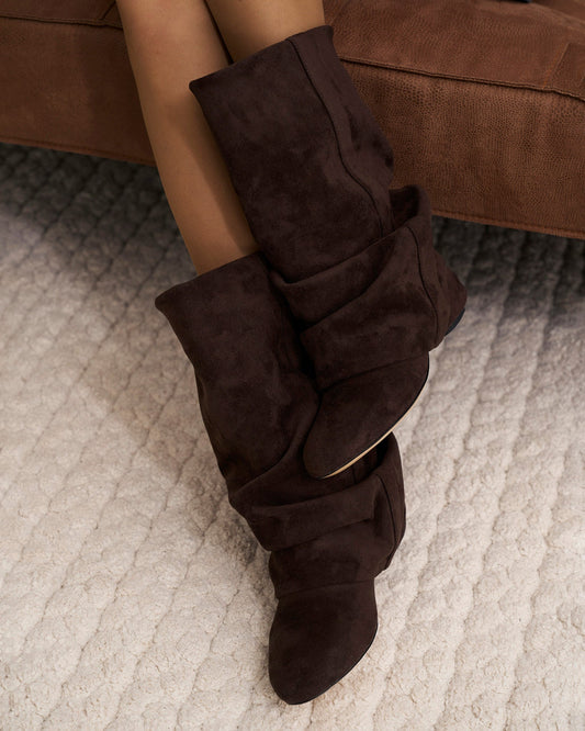 Dark Chocolate Slouchy Suede Boots