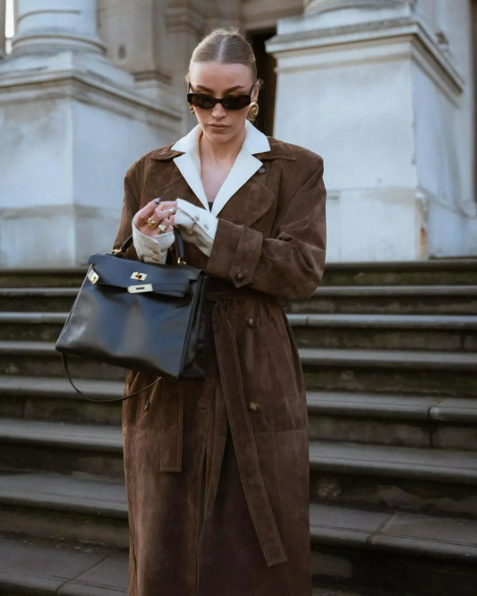 Ella Belted Suede Trench Coat