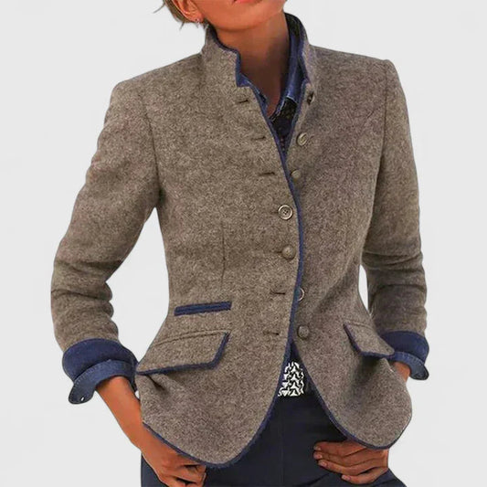 Women's Military Stand Collar Equestrian Blazer