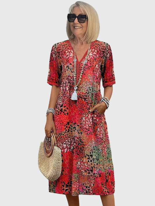 Floral Print Midi Dress With Flattering Fit