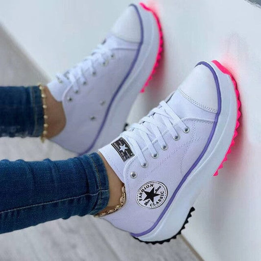 Platform Lace-Up Canvas Sneakers