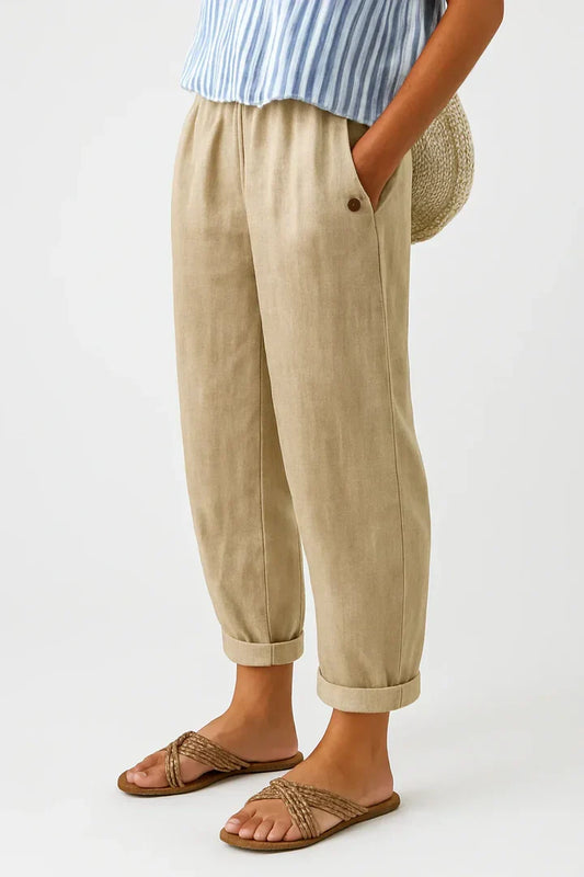 Relaxed Straight Leg Trousers With Hidden Pockets