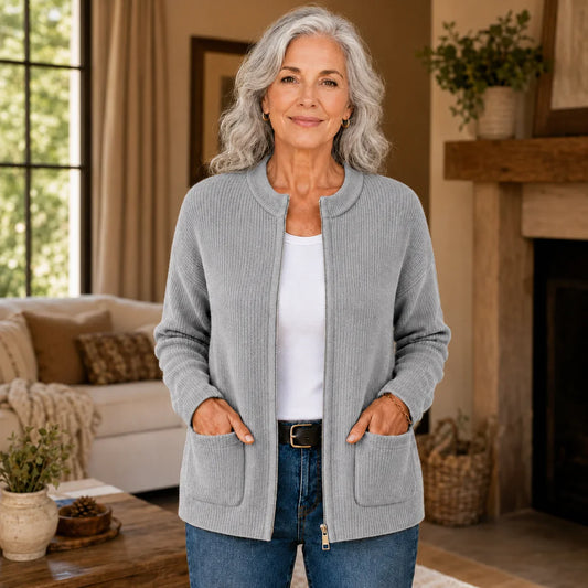 Open Front Long Sleeve Knit Cardigan