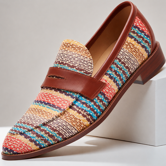 Men's Woven Pattern Slip On Loafers