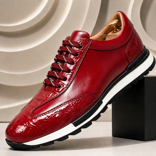 Men's Smart Leather Look Low Top Sneakers