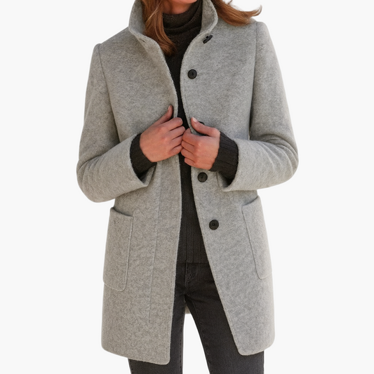 Classic Stand Collar Straight Coat for Women