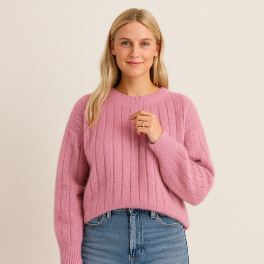 Women's Soft Knit Crew Neck Pullover Sweater