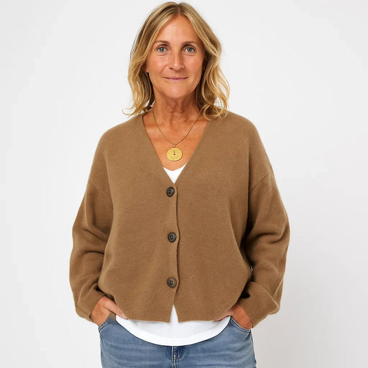 V-Neck Button-Up Women's Knit Cardigan