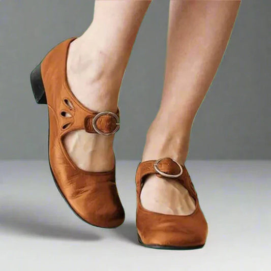 Adjustable Buckle Low Heel Comfort Sandals