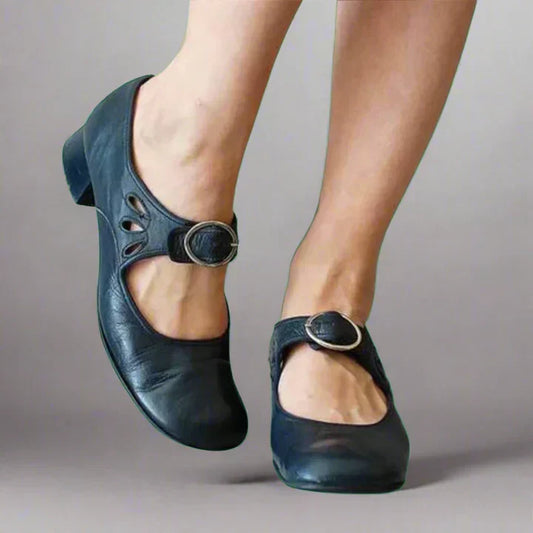 Adjustable Buckle Low Heel Comfort Sandals
