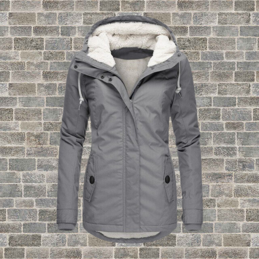 Pleated Hooded Coat With Teddy Lining