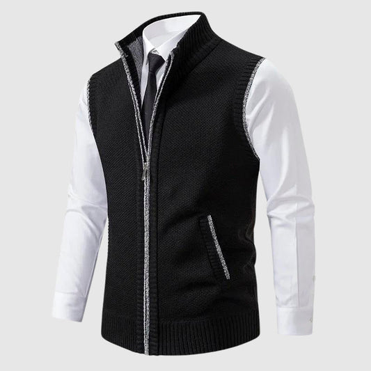 Men's Zip-Up Sweater Vest in Soft Wool Blend