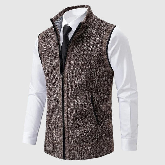 Men's Zip-Up Sweater Vest in Soft Wool Blend