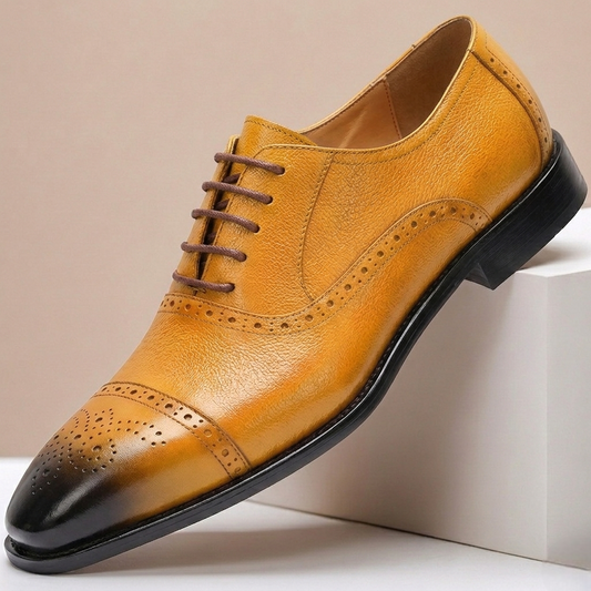 Men's Textured Leather Look Derby Shoes