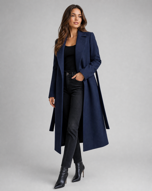 Women's Belted Long Winter Trench Coat