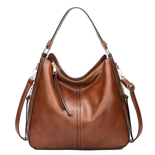Faux Leather Shoulder Bag with Multiple Compartments