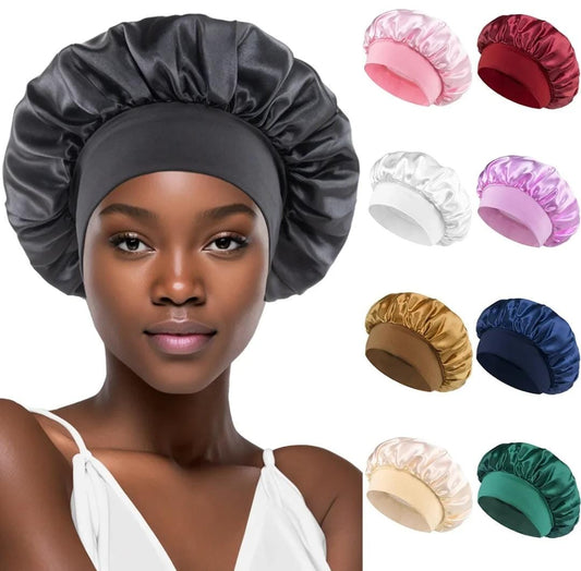 Satin Sleep Bonnet 2 Pack With Elastic Band